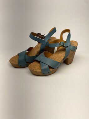 KORK-EASE Womens Drew Platform Turquoise Strap Sandal Sz 8